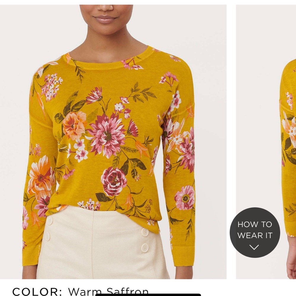 LOFT Garden Drop Sweater- Warm Saffron
